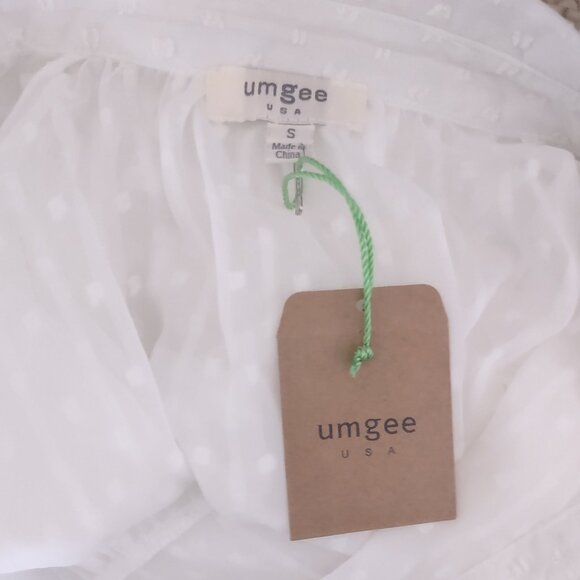 Umgee White Swiss Dot Tiered Top 3/4 Length Sleeve NWT - SMALL - Picture 8 of 8